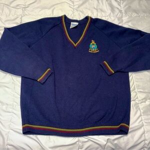 VINTAGE Royal Marines V-Neck Sweater Navy Blue